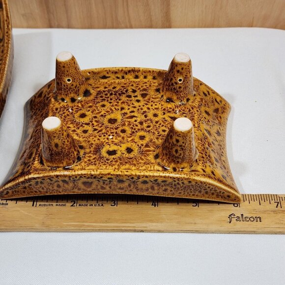 Partylite Global Inspirations Pillar Holder 6" ceramic sponge rest soap dish 2pc - Picture 10 of 12